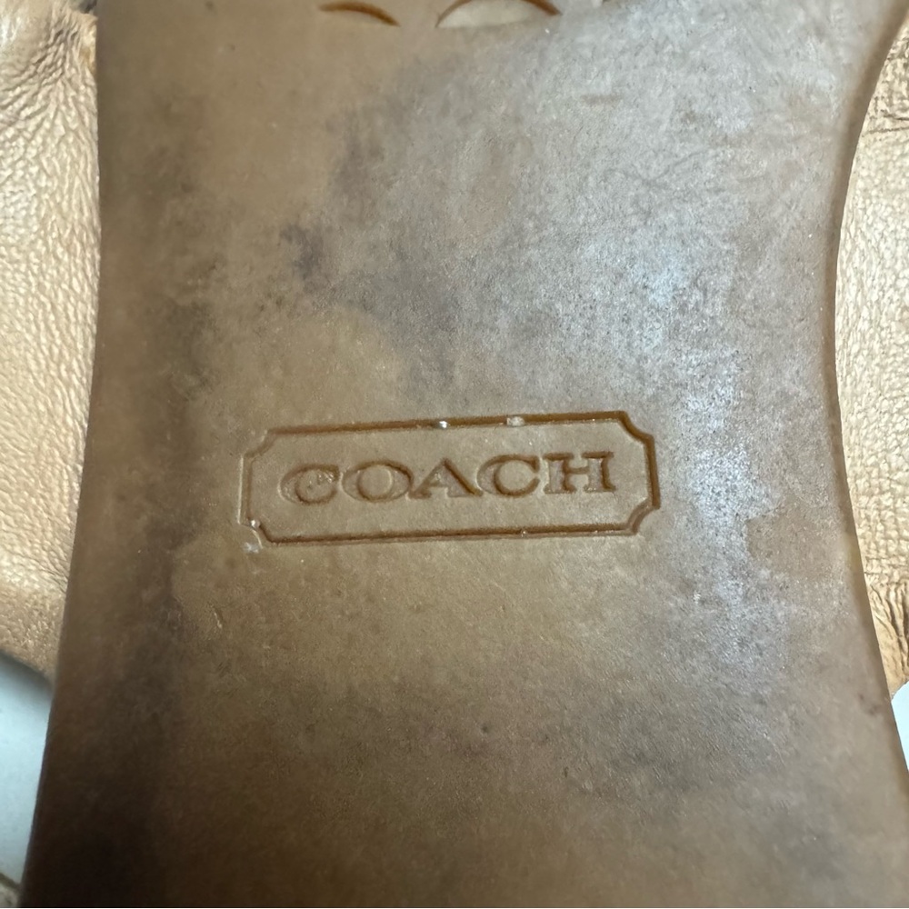 Coach Tracy Bow Leather Sandals In Camel (Tan) Size: 8B - Picture 8 of 10